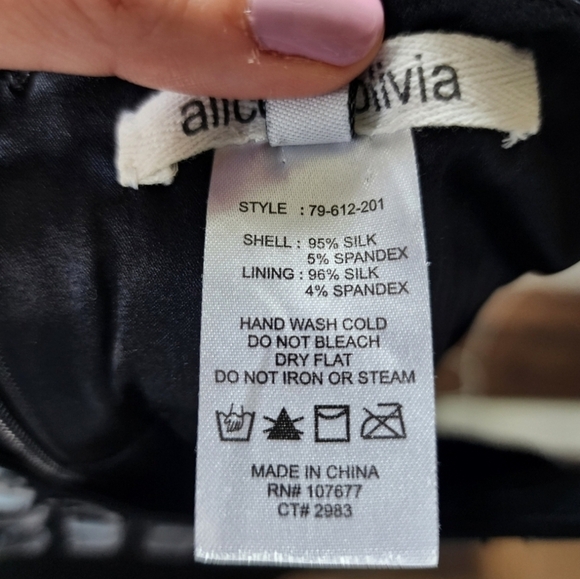 Alice and Olivia Vintage Black silver glass Rhinestone Silk mini dress 20s 60s - Picture 12 of 12